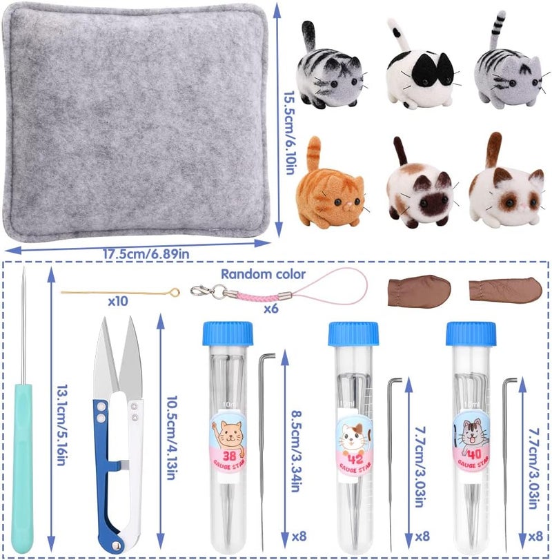 UOOU Needle Felting Beginners Kit with Box,Needles Felting Supplies with 24Pcs Felting Needles,Felting Pad,Wool Roving,DIY Needle Felting Cat Dolls - Image 2